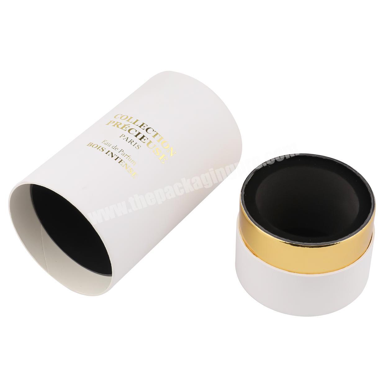 CMYK Printing white cylinder tubes with gold foil fancy colourful tube paper packaging