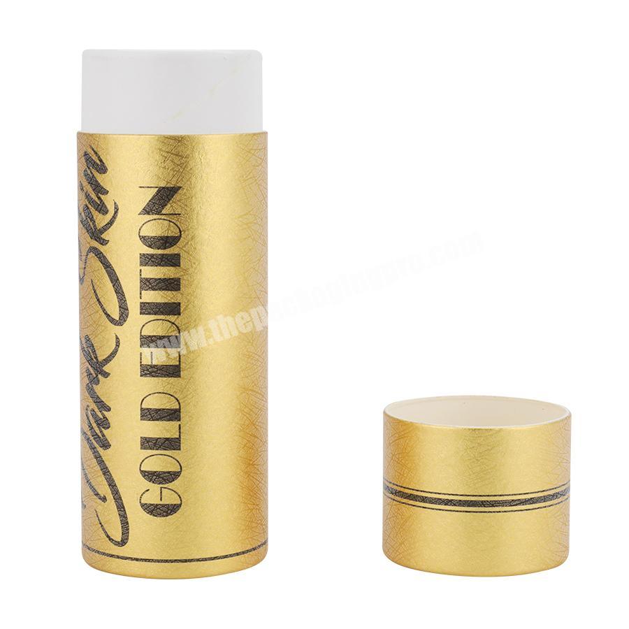CMYK color custom gold color for oil bottle cosmetic products round paper tube eco friendly paper cylinder tea package