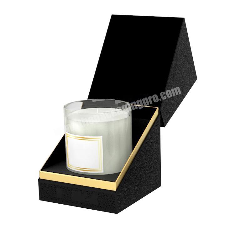 Custom Aromatherapy Textured Clamshell Personalized Empty Black Square Candle Packaging Box