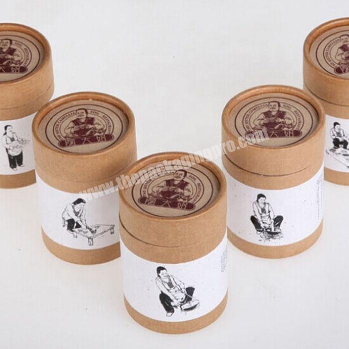 Custom Cardboard Paper Tube Kraft Printed Paper Tea Canister With Cardboard Caps
