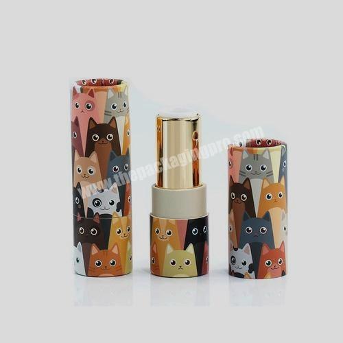 Custom Cat Design Printed Eco Friendly Paper Lipstick Cardboard Tubes