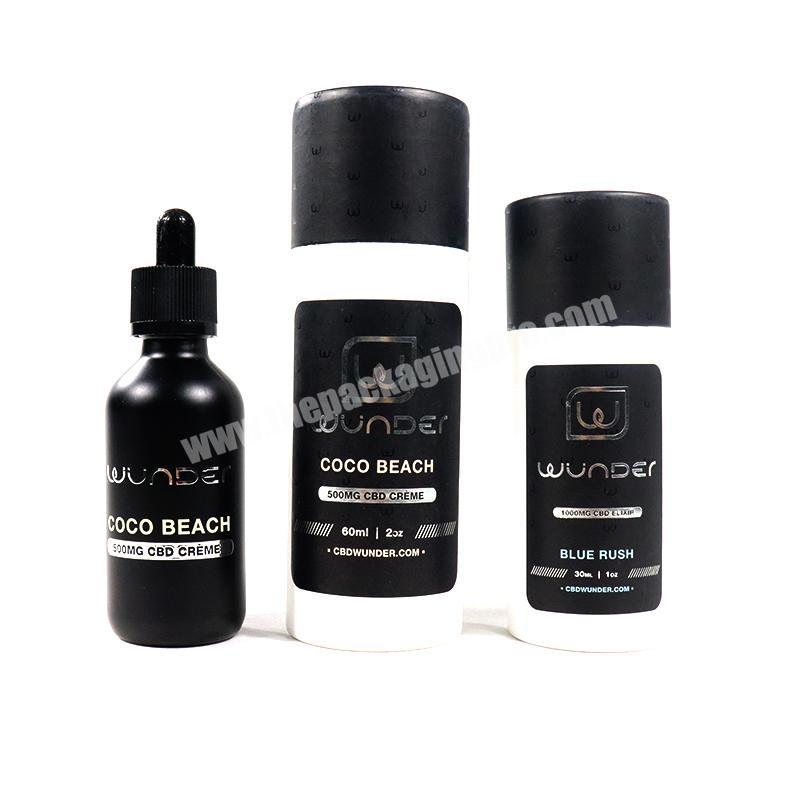 Custom Design Kraft Black Round Cylinder Small Packaging Perfume Paper Tube Box Recycle Dropper Bottle Paper Tube Packaging