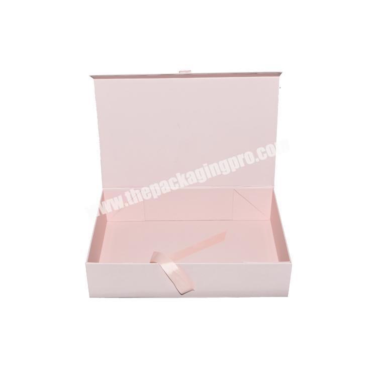 Custom Hard Paper Folding Cardbord a5 Magnetic Flap Gift box with Ribbon