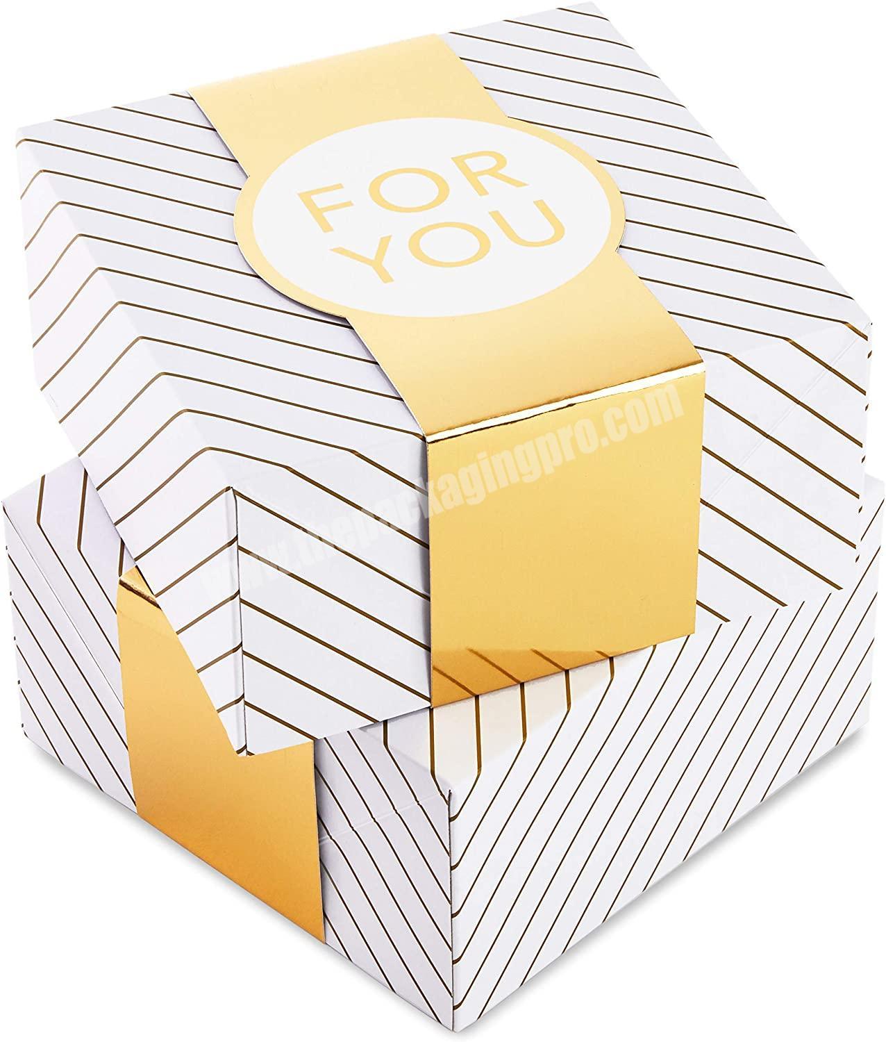 Custom Logo Eco-friendly Jewelry Perfume Wedding Valentine's Day Gift Box With Thank You Wrap Bands