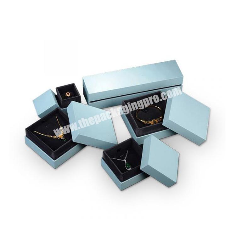 Custom Logo Recycled Hard Light Sky Blue Gift Jewelry Ring Packaging Box