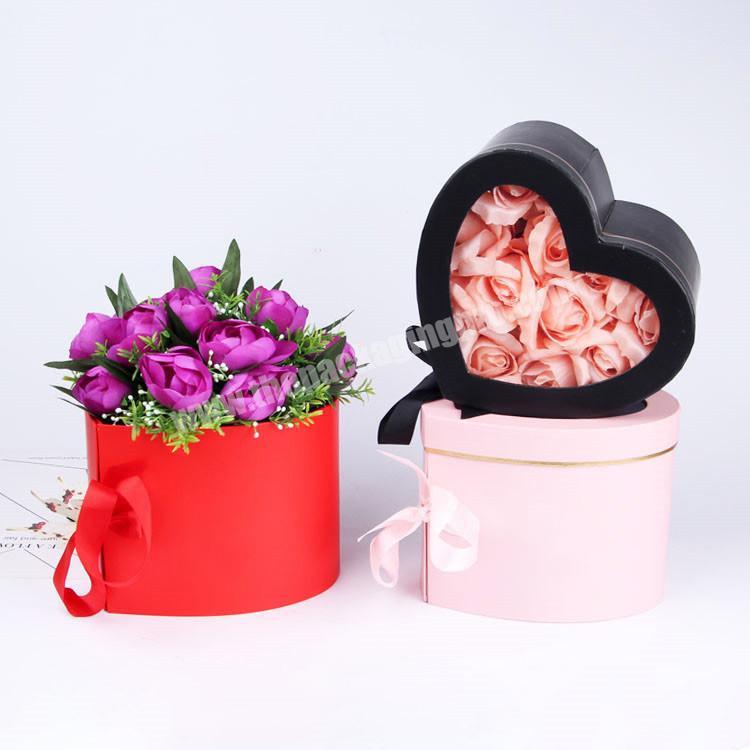 Custom  Luxury Heart Shaped Sweet Flower Box Preserved Tube Gift Rose Flower Box