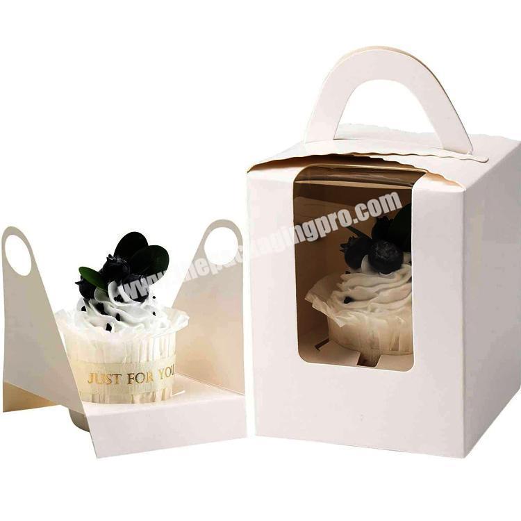 Custom Printed 3.6x3.6x4.5 Inch Single Dessert Cupcake Carrier Cupcake Boxes With Clear Window