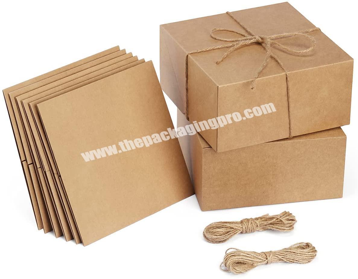 Custom Printed Cute 8x8x4 Inches Eco-friendly Kraft Birthday Wedding Gift Boxes With Lids