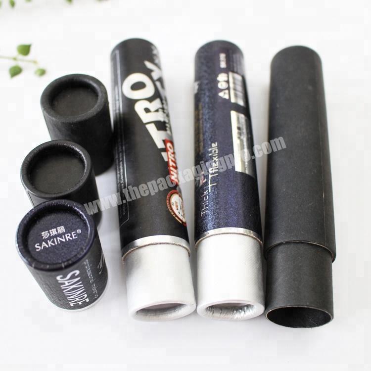 Custom Printed Foil Paper Black Cardboard CBD Cartirdge Tubes Black Cosmetic Packaging Paper Tube