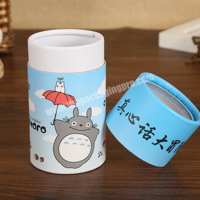 Custom Printed round gift paper tube for toy packaging with PVC window