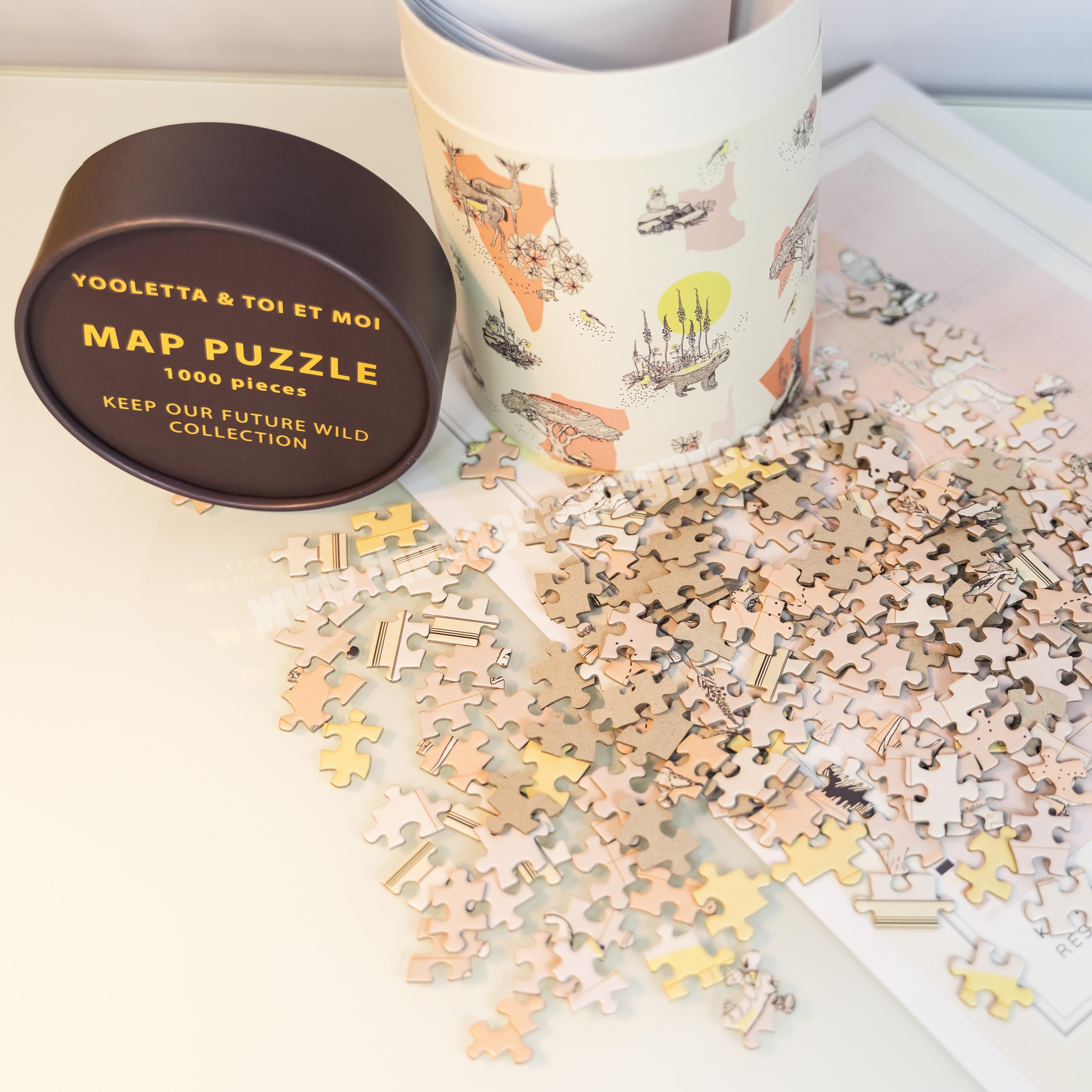 Custom Printing Cardboard Children DIY World Map Puzzle Gift Paper Tube Packaging