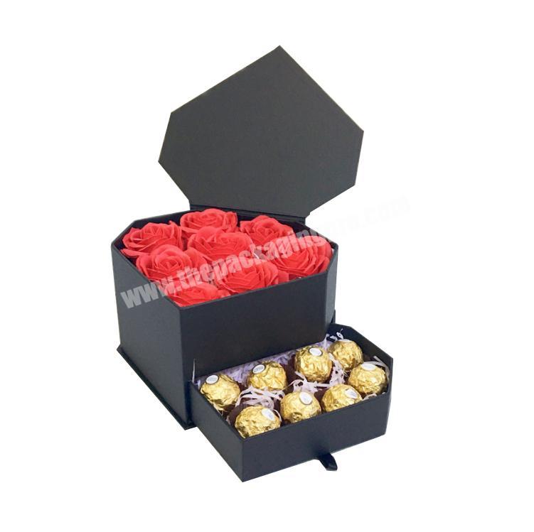 Custom Printing Chocolate Paper Gift Box Flower Rose Heart Boxes with drawer and lid