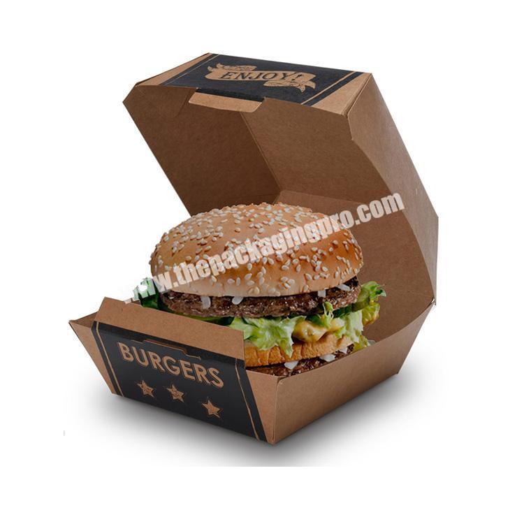 Custom Printing Clamshell 4x4 Cardboard Kraft Paper Takeaway Burger Box Packaging