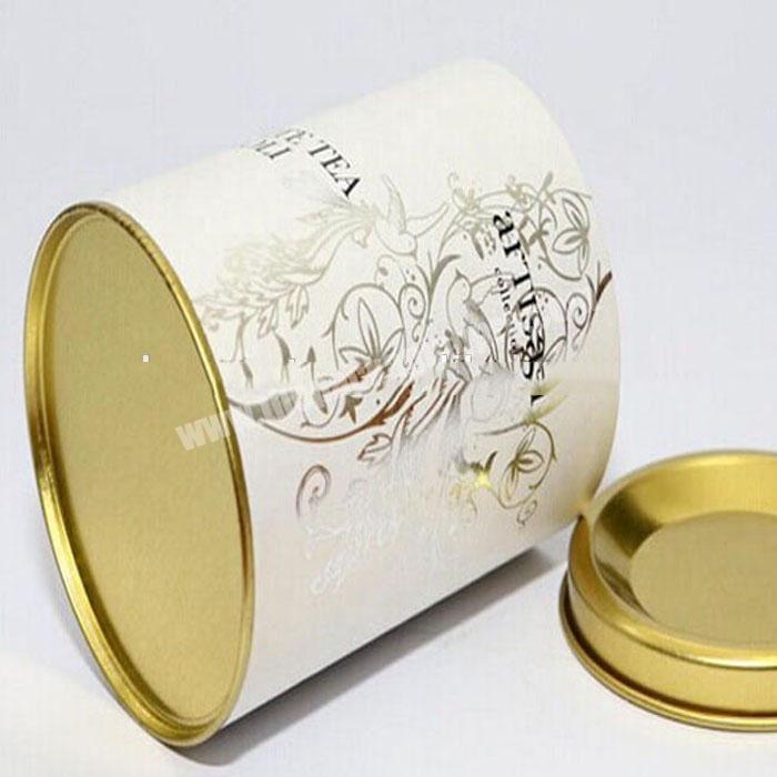 Custom Recycled 400gr Tea Packaging Paper Cardboard Tube With Metal Lid