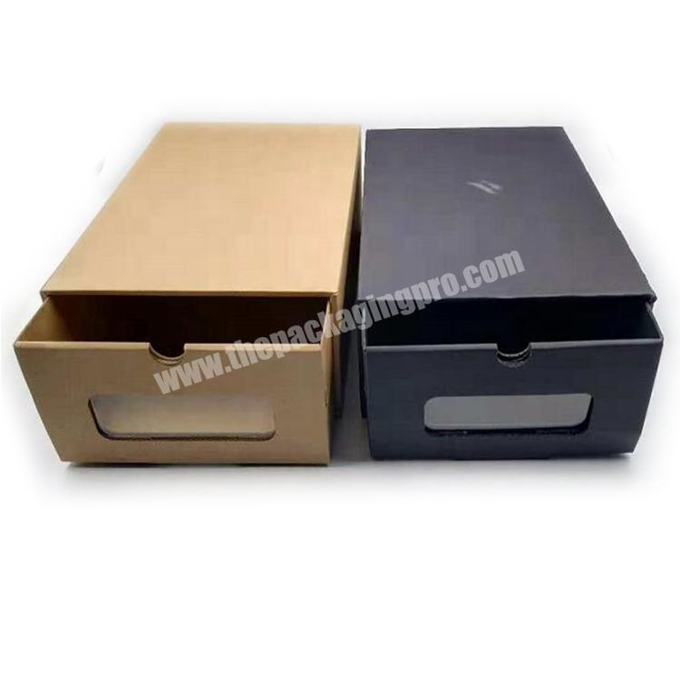 Custom Ridgid Hard Cardboard Drawer Design Paper Shoe Box With Window