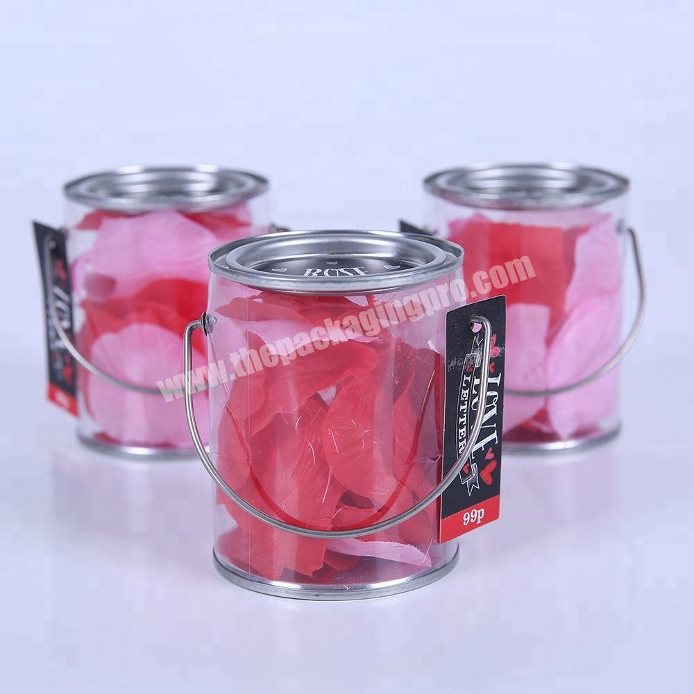 Custom Small Clear Round Tin Plastic Tube with Metal Lid and Handle