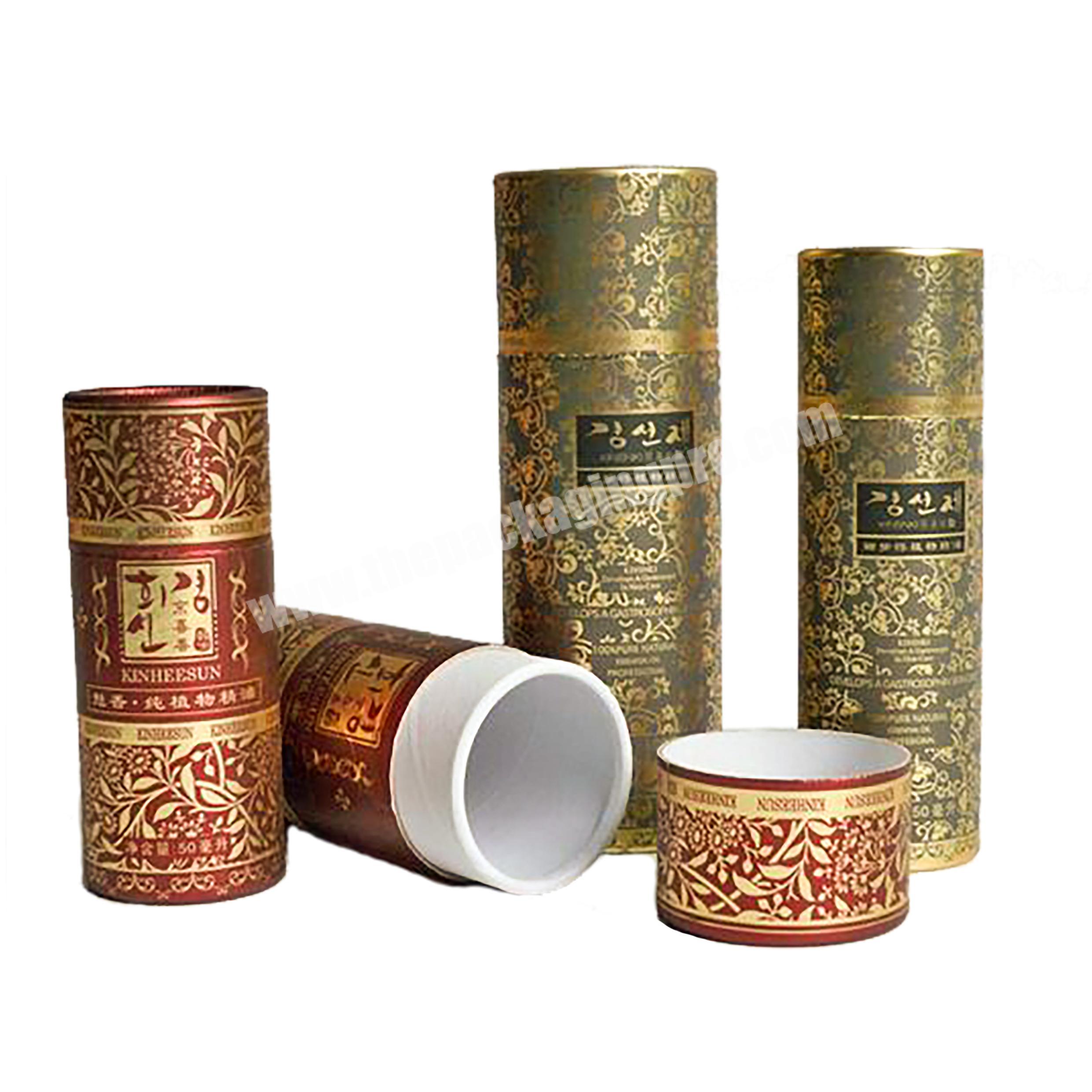 Custom Texture Gold Tube Box Cylindric Round Box