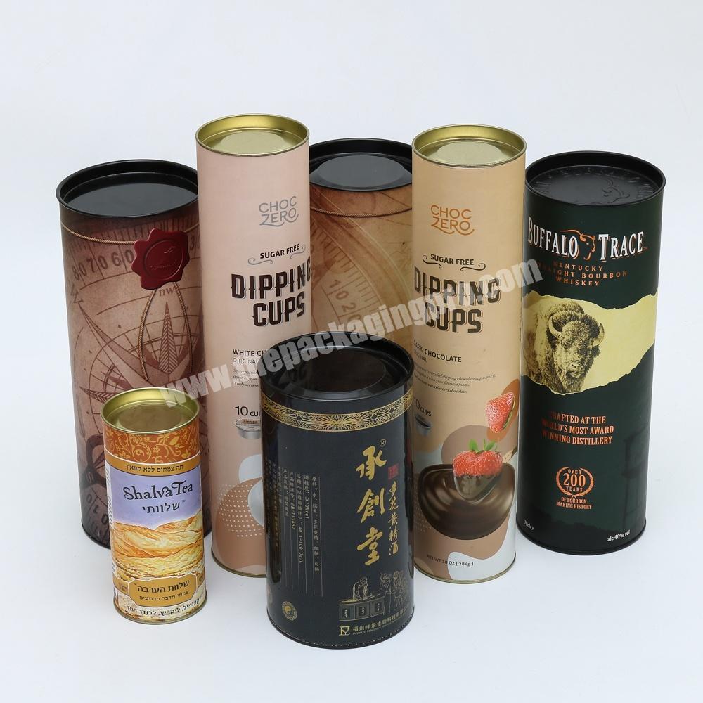Custom food packaging paper cardboard tube with tin lid