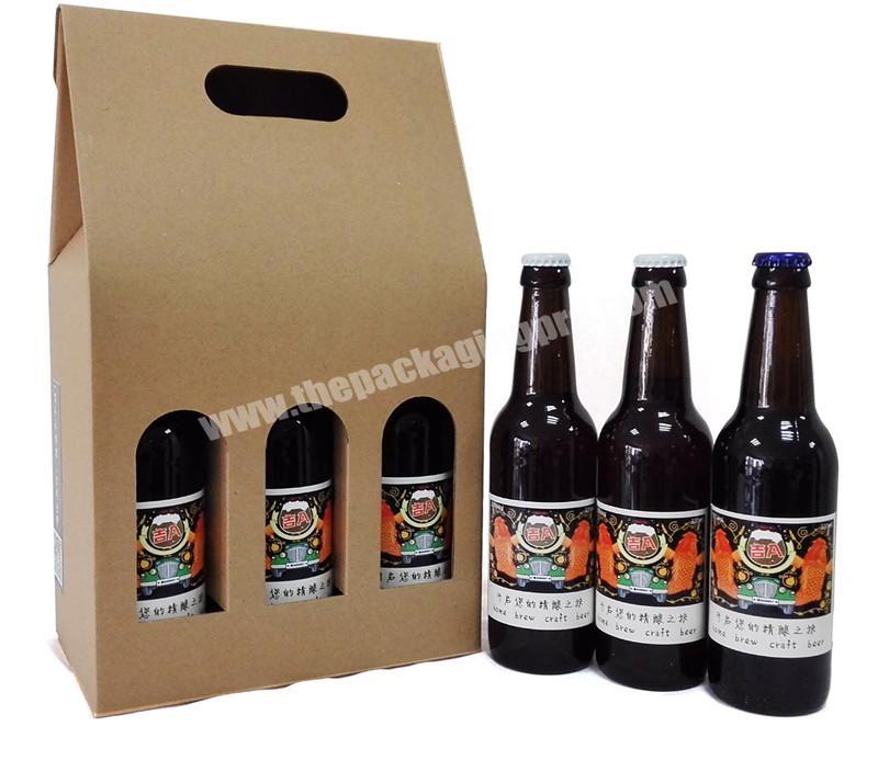 Custom logo printing  six  pack beer  packaging boxes  with handle rope made in china