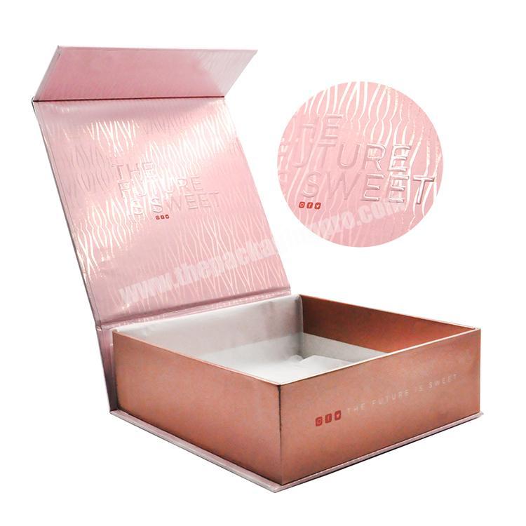 Custom luxury pink magnetic gift box packaging book shaped cardboard box