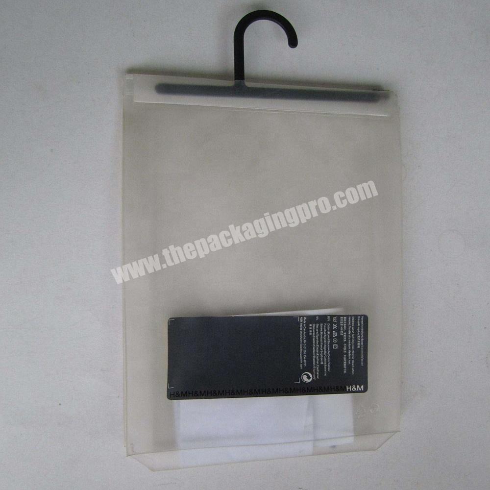 Custom made plastic bag with snap close and plastic hanger