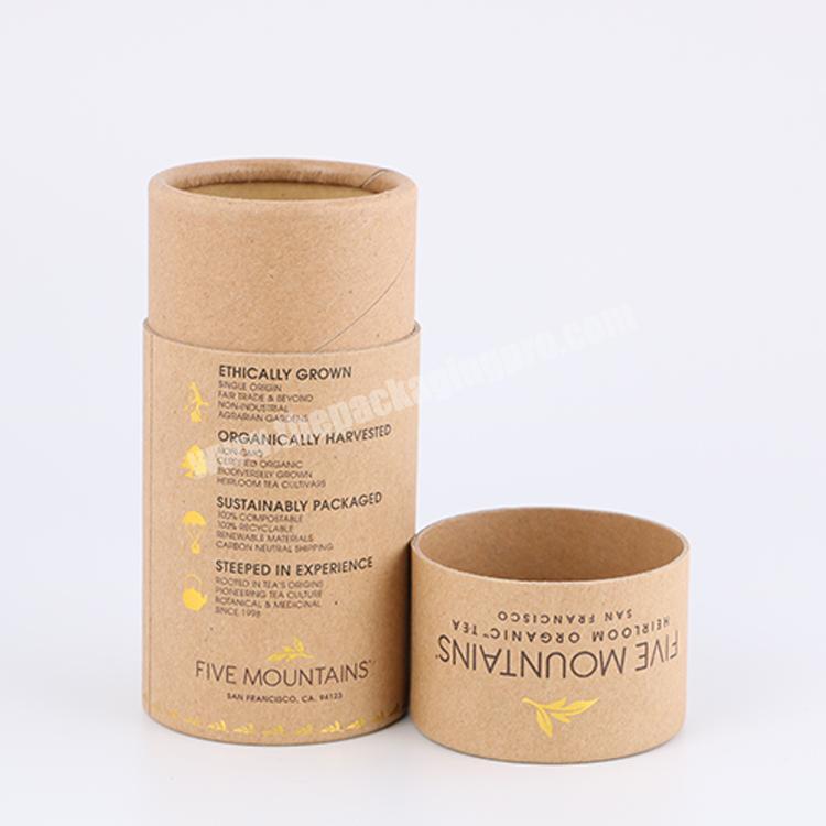 Custom printed Recycled Round kraft eco friendly food grade paper tubes for tea packaging