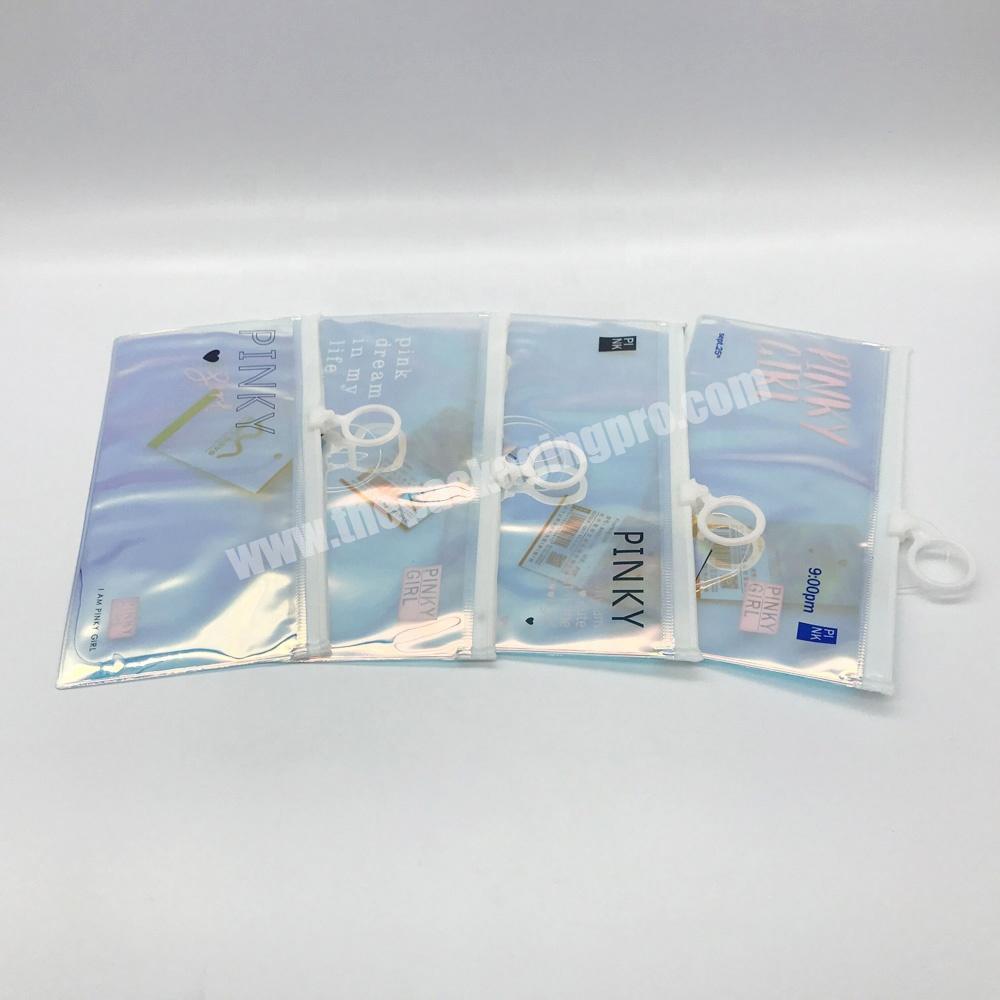 Custom printed holographic plastic packaging pvc zip lock gift bag