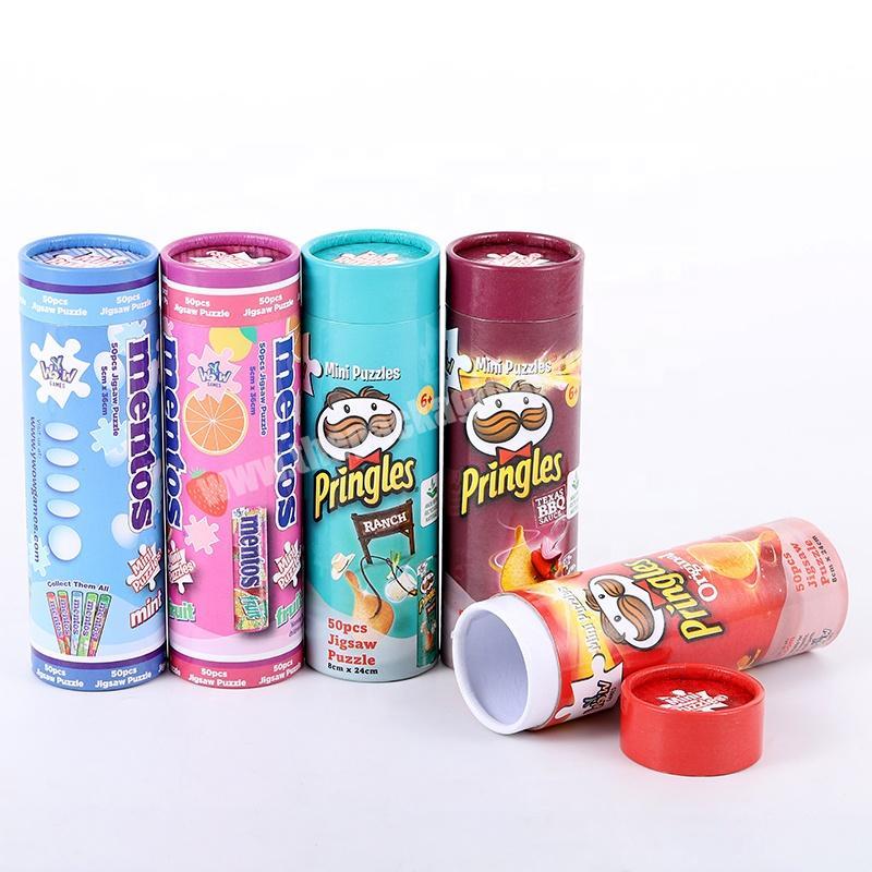Custom printed paper cardboard candy tube with food grade foil liner