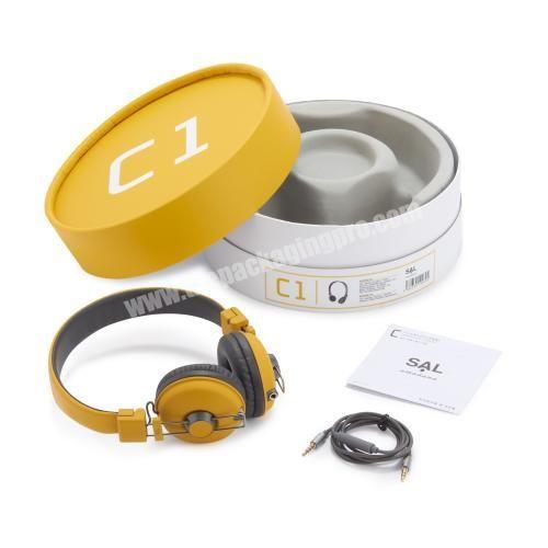 Custom printed varnishing fashionable round tube gift electronic cylinder paper tube box for earphone