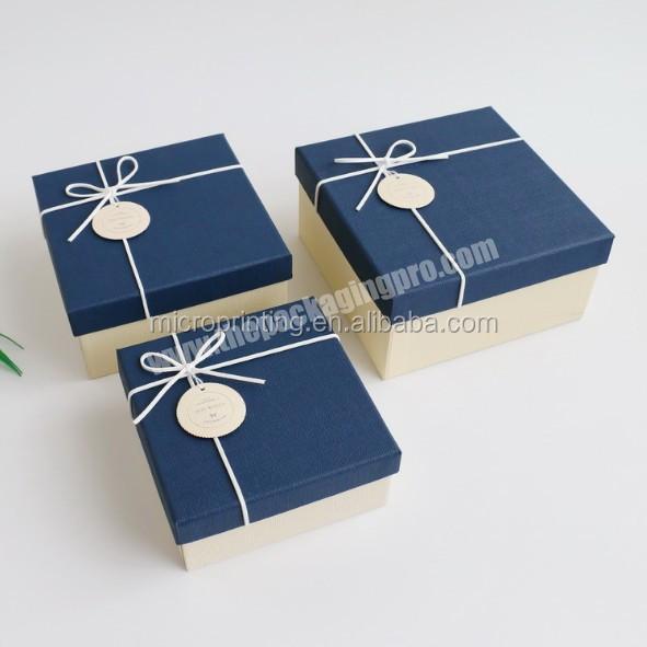 Custom printing deep blue and white art paper shoes box, white blue display paper gift box for jewelry