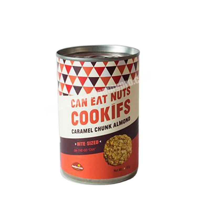 Custom round easy open kraft paper cans, china food cookies nuts package suppliers