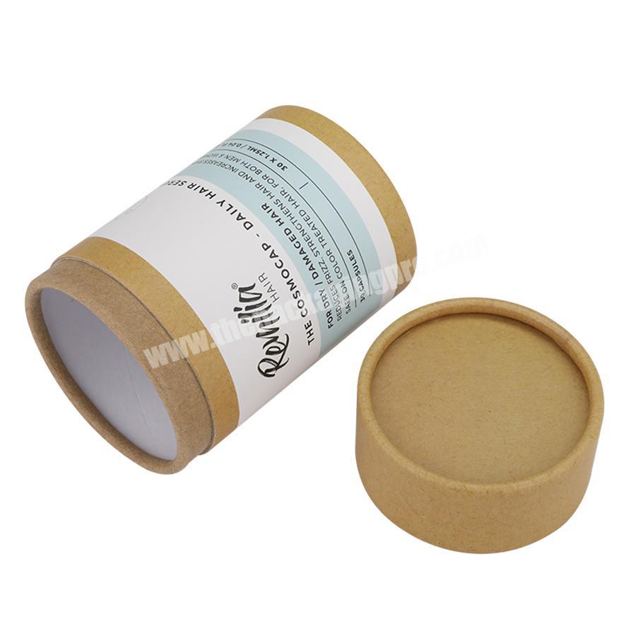 Custom round gift packaging for hair oil wine tea tubes box kraft paper cardboard packaging cylinder box for candle