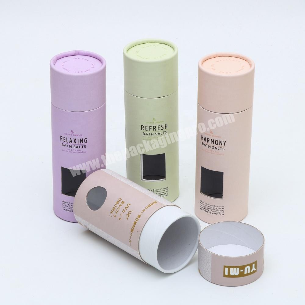 Custom round paper gift tube packaging with pvc window