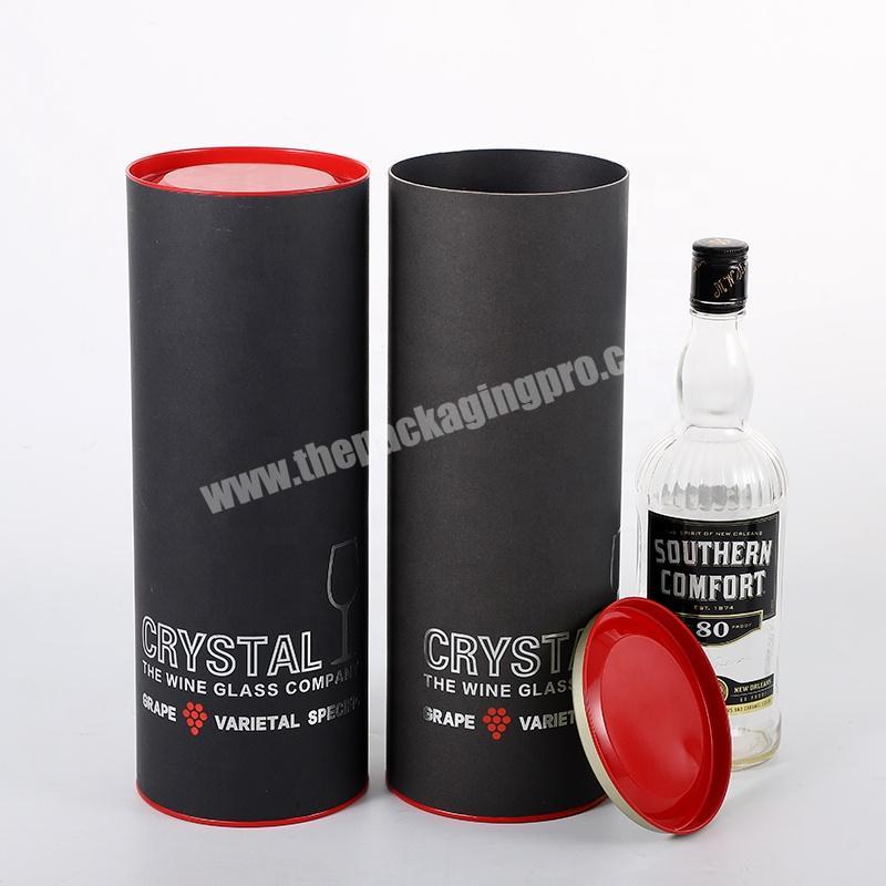 Custom whiskey packaging paper cardboard tube with tinplate lid