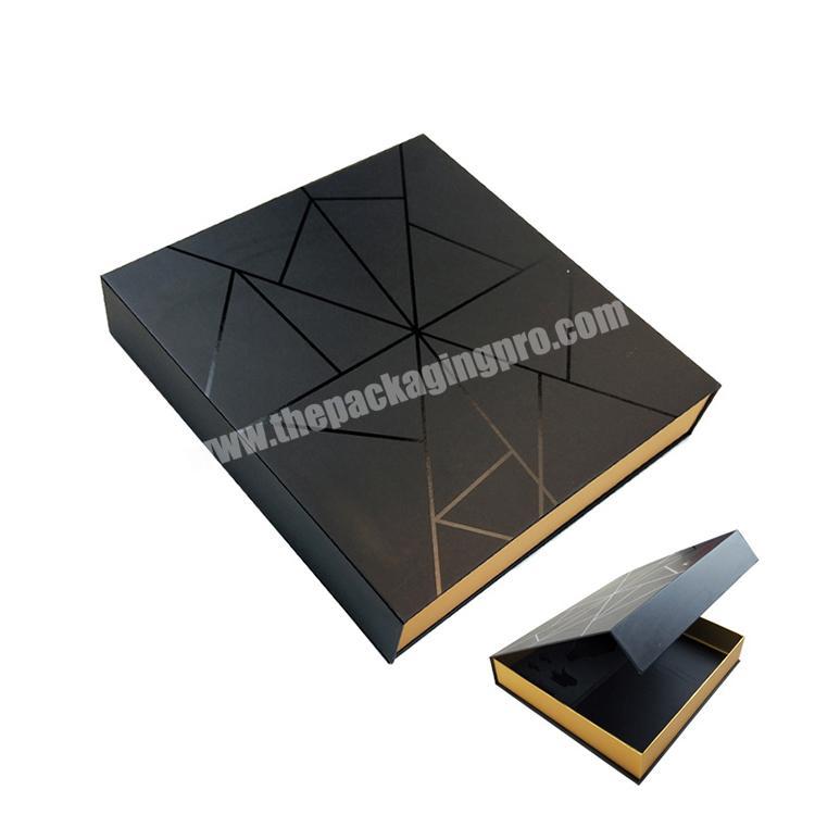 Customizable Design Black Rectangle Hardboard Flat Pack Storage Clamshell Decorative Unfold Book Shape Box