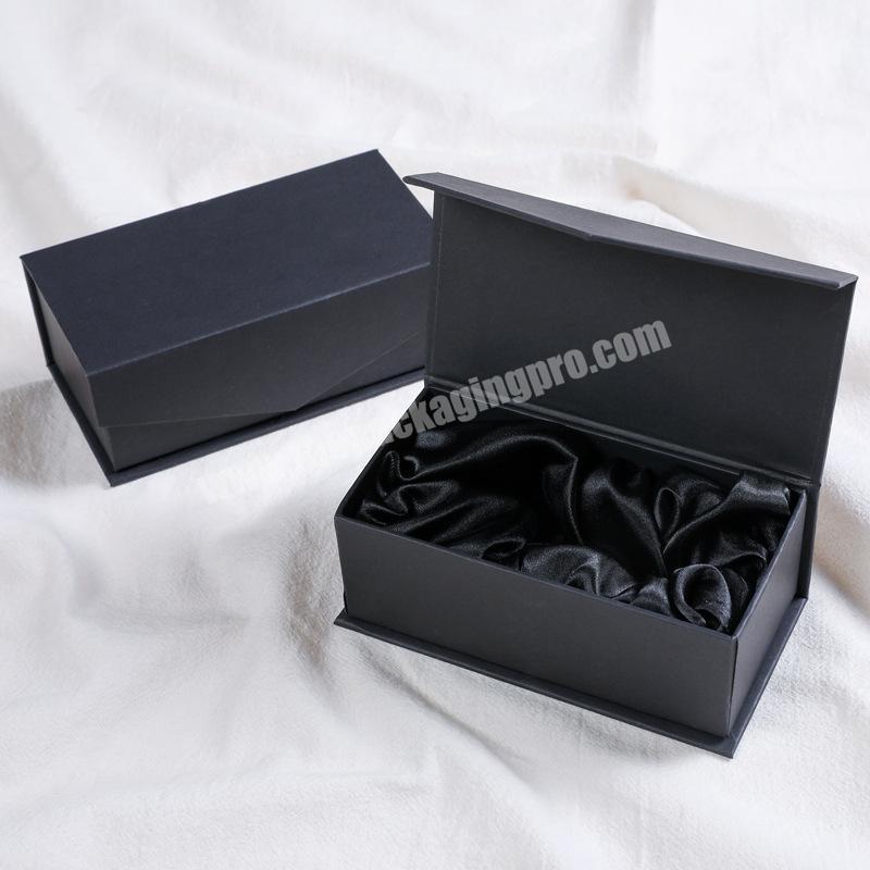 Customization Black Rigid Book Shape Magnetic Gift Folding Box With Insert