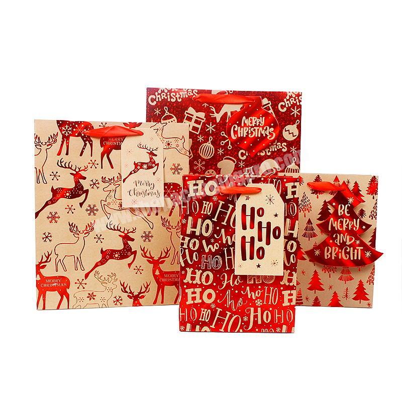 Customized Cartoon Logo Printing Packaging Tote Bags Kraft Paper Gift Bag