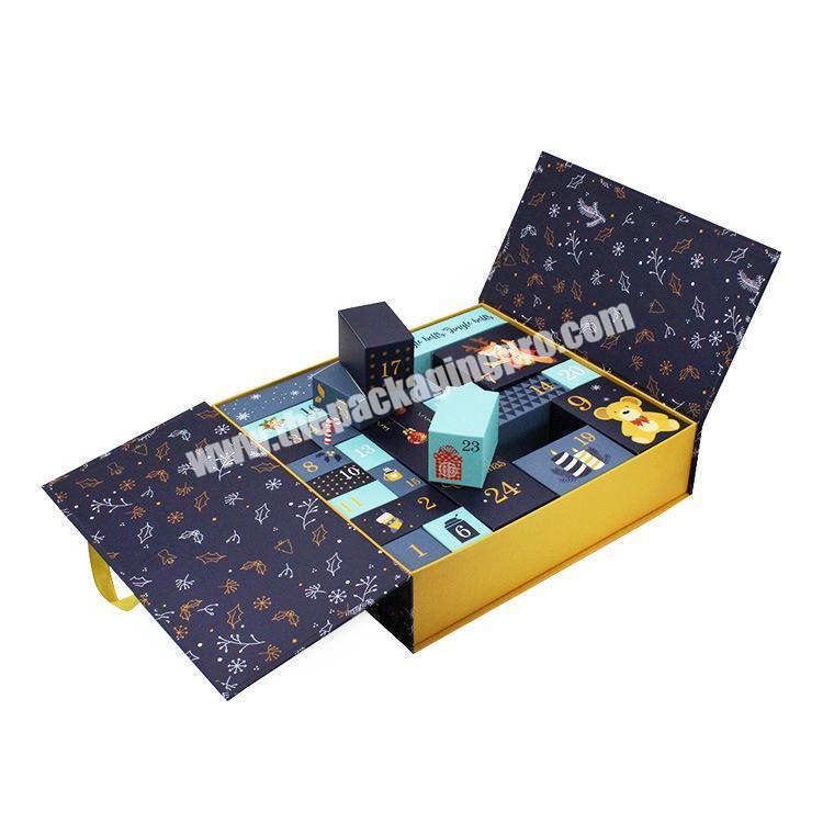 Customized Christmas Cardboard Paper Advent Calendar Packaging Gift Box with Lid