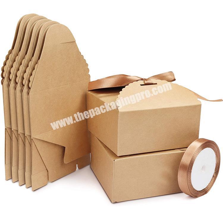 Customized Foldable Craft Kraft Paper Gift Box Packaging with Ribbon