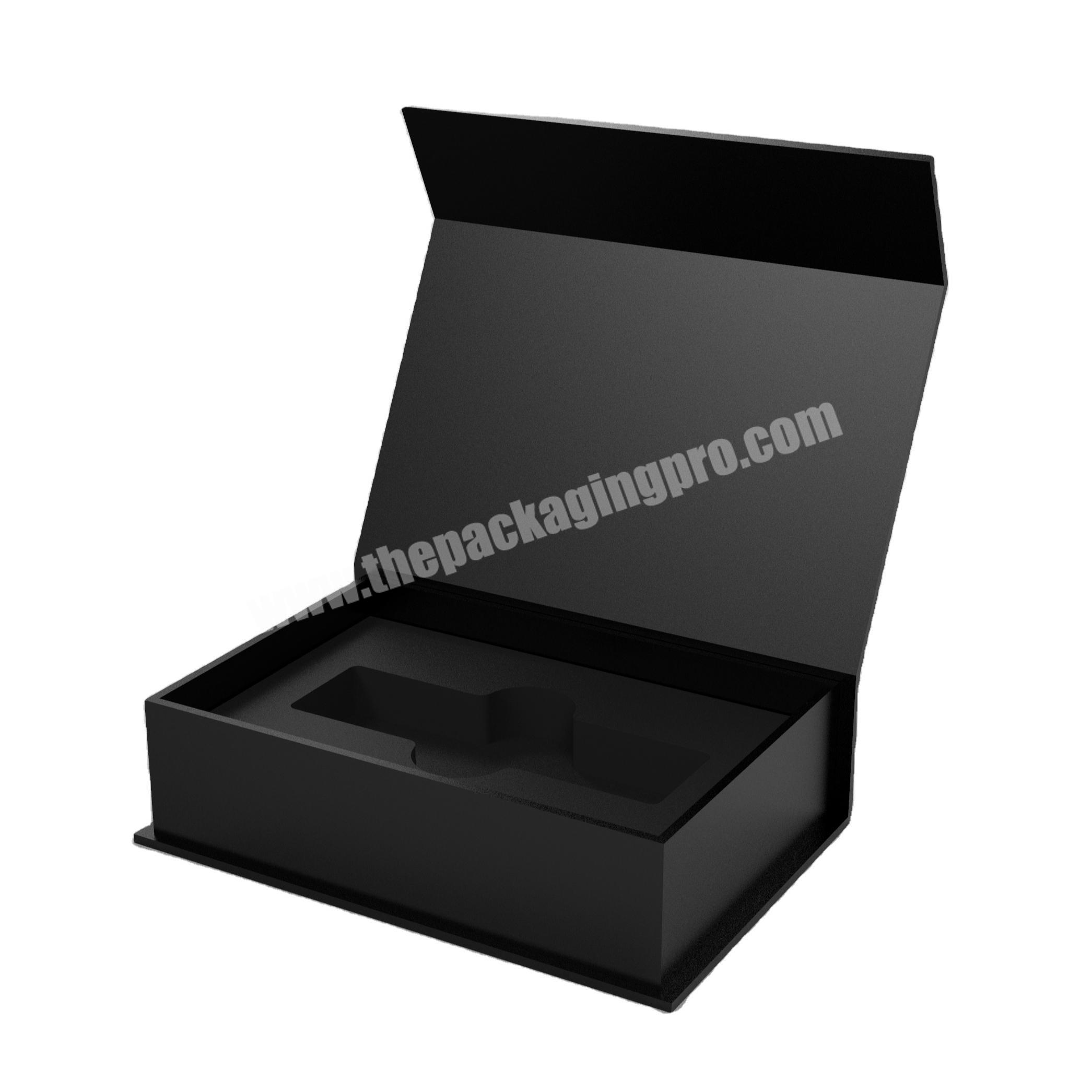 Customized Luxury Custom Black Cardboard Packaging Magnetic Box With Closure Eva Foam Rigid Paper Gift Box for Perfume