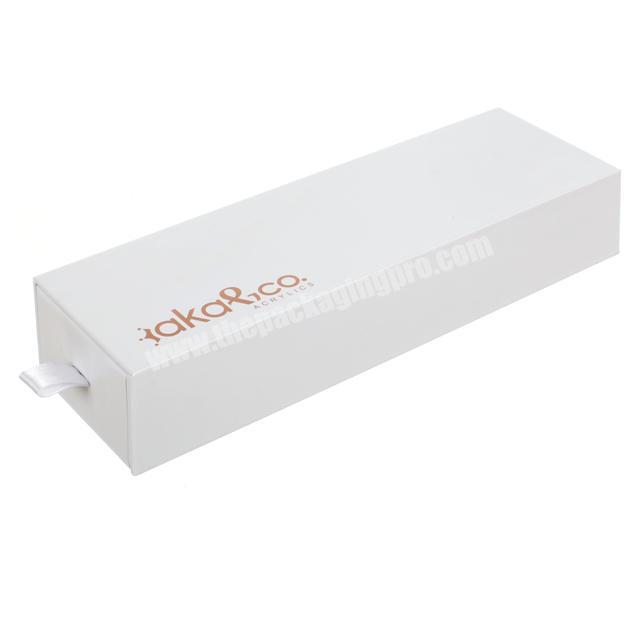 Wholesale Custom Logo Printed Luxury white drawer box packaging gift box with ribbon