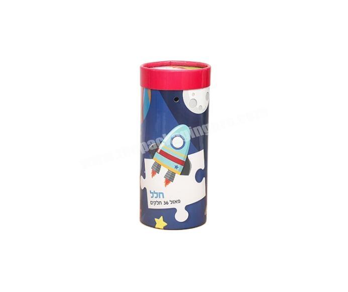 Customized  Printed kraft cartoon rocket round long Paper packing Tube With lid