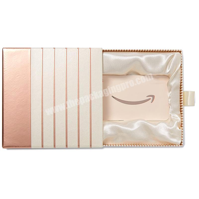 Customized Rectangular Rose Gold Paper Pull Out Boxes For Pack Luxury Sliding Drawer Gift Box Packaging