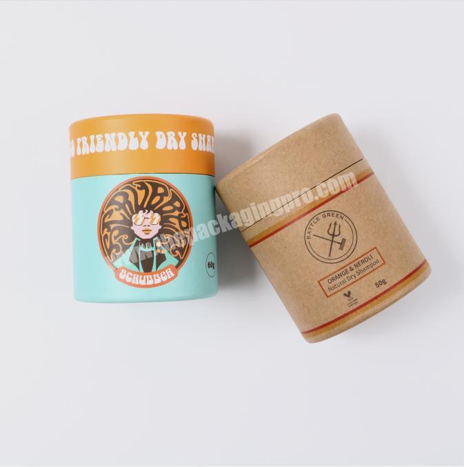 Customized Round   Power  Paper Packaging Tube with  Hole Shaker Lids Wholesale  Kraft Paper  Cosmetic Jar