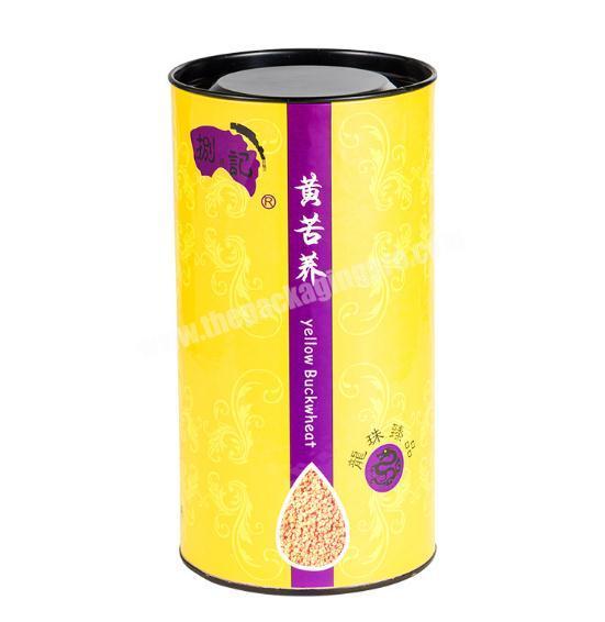 Customized printing cardboard food grade paper tubes with tin lids for tea packaging