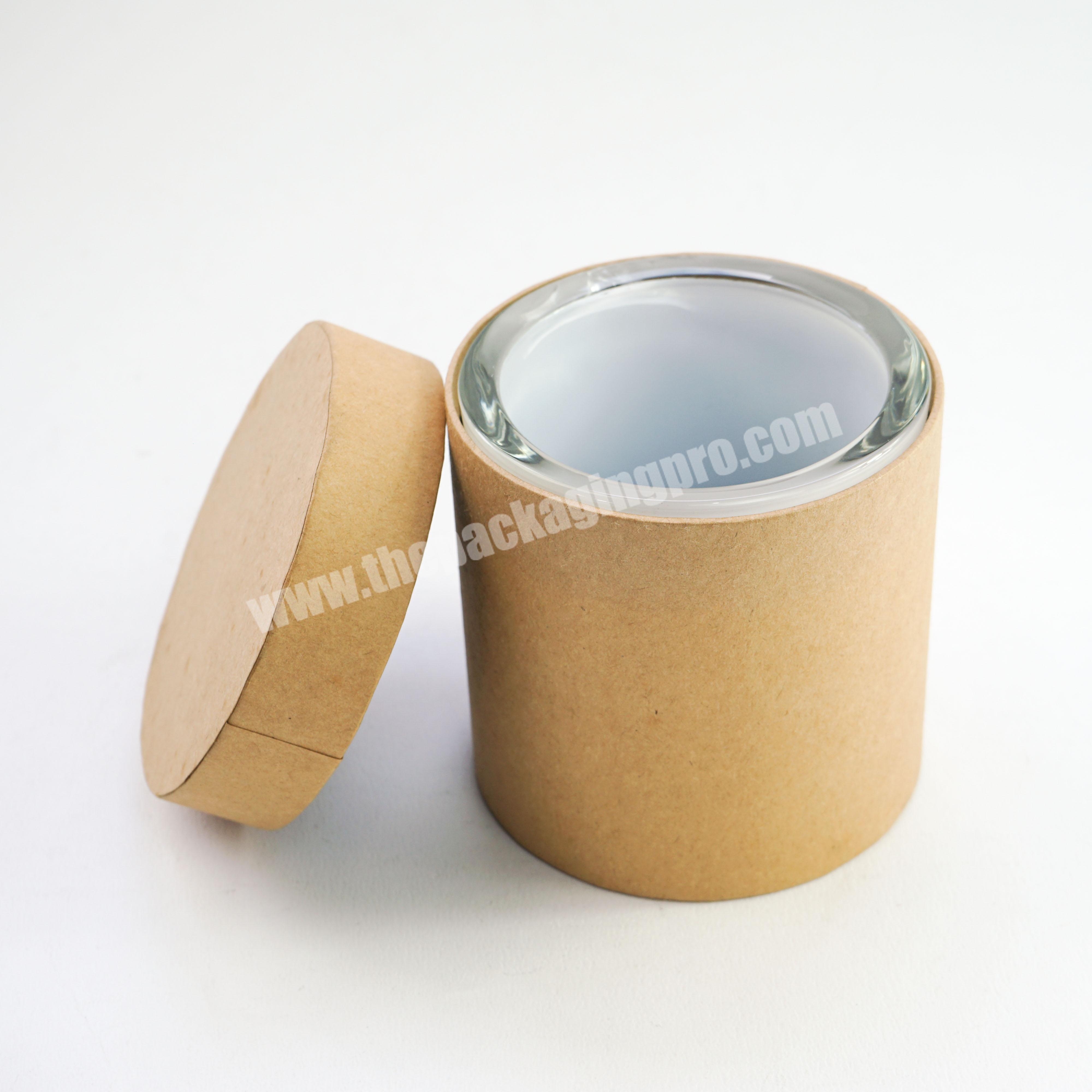 ECO conscious Zero Waste Kraft Paper Jars Candle Tube Packaging Paper Box In Flat Edge Lid