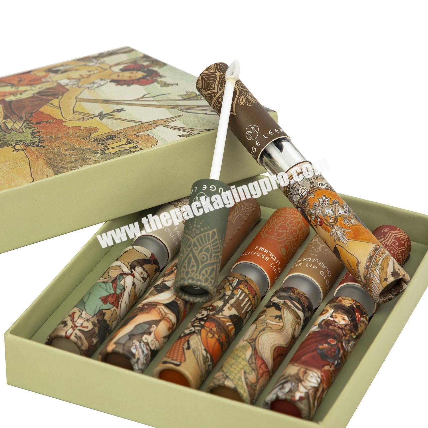 Eco friendly blank paper lipgloss tubes cardboard packaging boxes