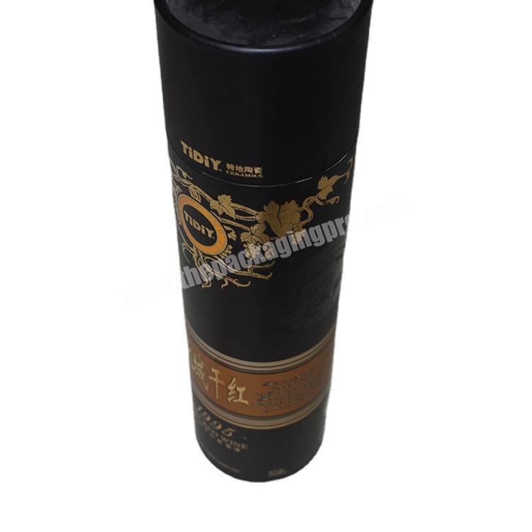 Eco-freindly biodegradable custom logo packaging black paper tube for coffee tea container