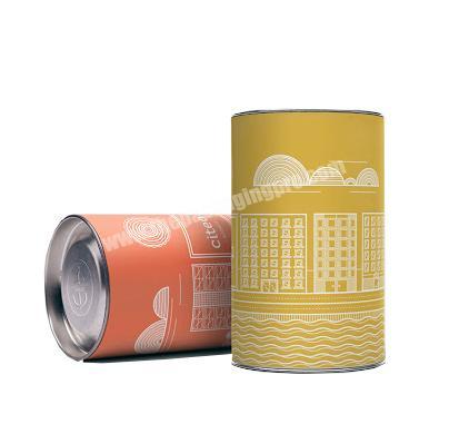 Eco-friendly Food Grade Coffee Or Tea Packaging Round Aluminum Foiled Tube Box With Tin Lid