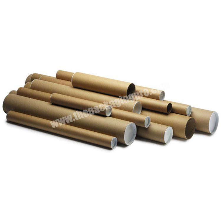 Eco-friendly Kraft Paper Round Poster Map Cylinder cardboard tube mailing With Plastic Lid
